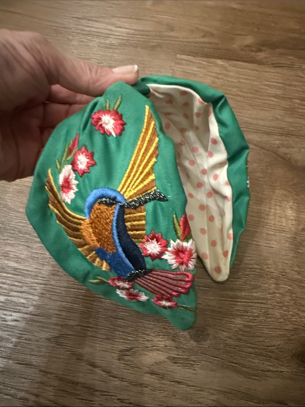 Powder Teal Emerald Green Embroidered Bird Headband Sold Out